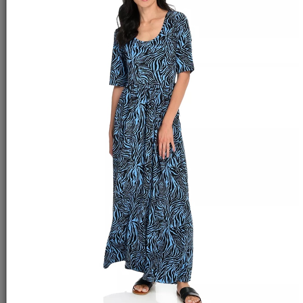 Women’s Kate & Mallory Stretch‎ Knit Blue Zebra Maxi Dress